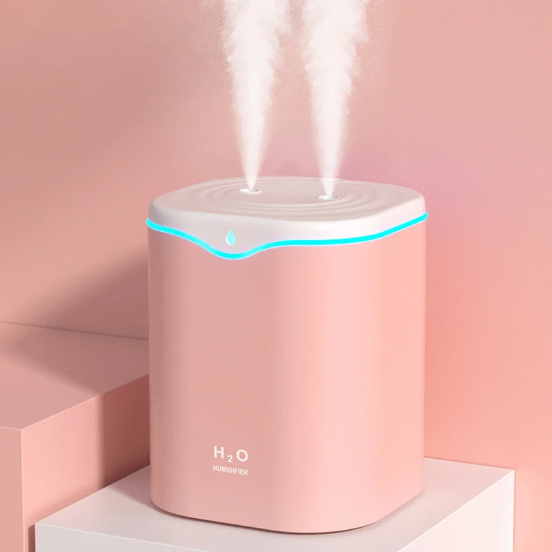 2000ML USB Air Humidifier Double Spray Port Essential Oil Aromatherapy Diffuser Cool Mist Maker Fogger for Home Office