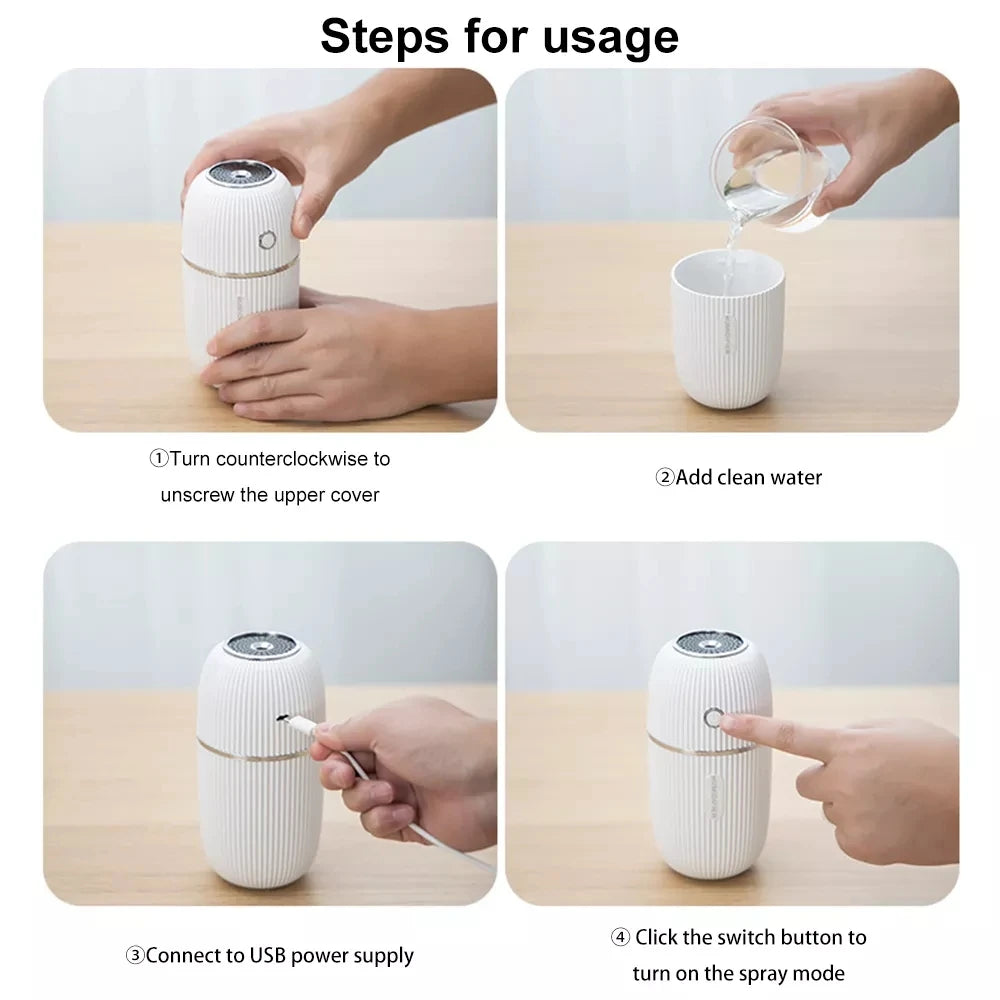 MI Humidifier 300ML Ultrasonic USB Aroma Essential Oil Diffuser Romantic Color Night Lamp Mist Maker Humidificador Portable