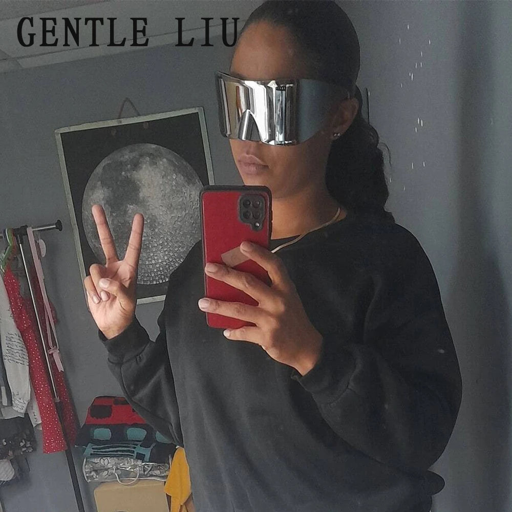 Y2k Retro Oversized Sunglasses Mask Women Punk Goggle Sports Sun Glasses For Men Women 2000's Brand Designer Shield Eyewear sol