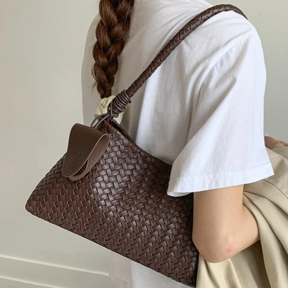 Large Capaci Woven Bag Women Autumn Winter New Retro Commuter Underarm Single Oulder Bag Simple Sle Handbag for Work Сумка 2026