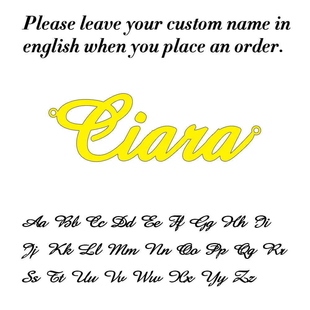 Customized Fashion Stainless Steel Name Necklace Personalized Letter Gold Color Choker Necklace Pendant Nameplate Gift