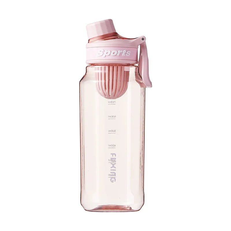 1L Sports Water Bottle Large Capacity Transparent Bottle Plastic Cup with Tea Filter Outdoor Travel Gym Fitness Water Bottle