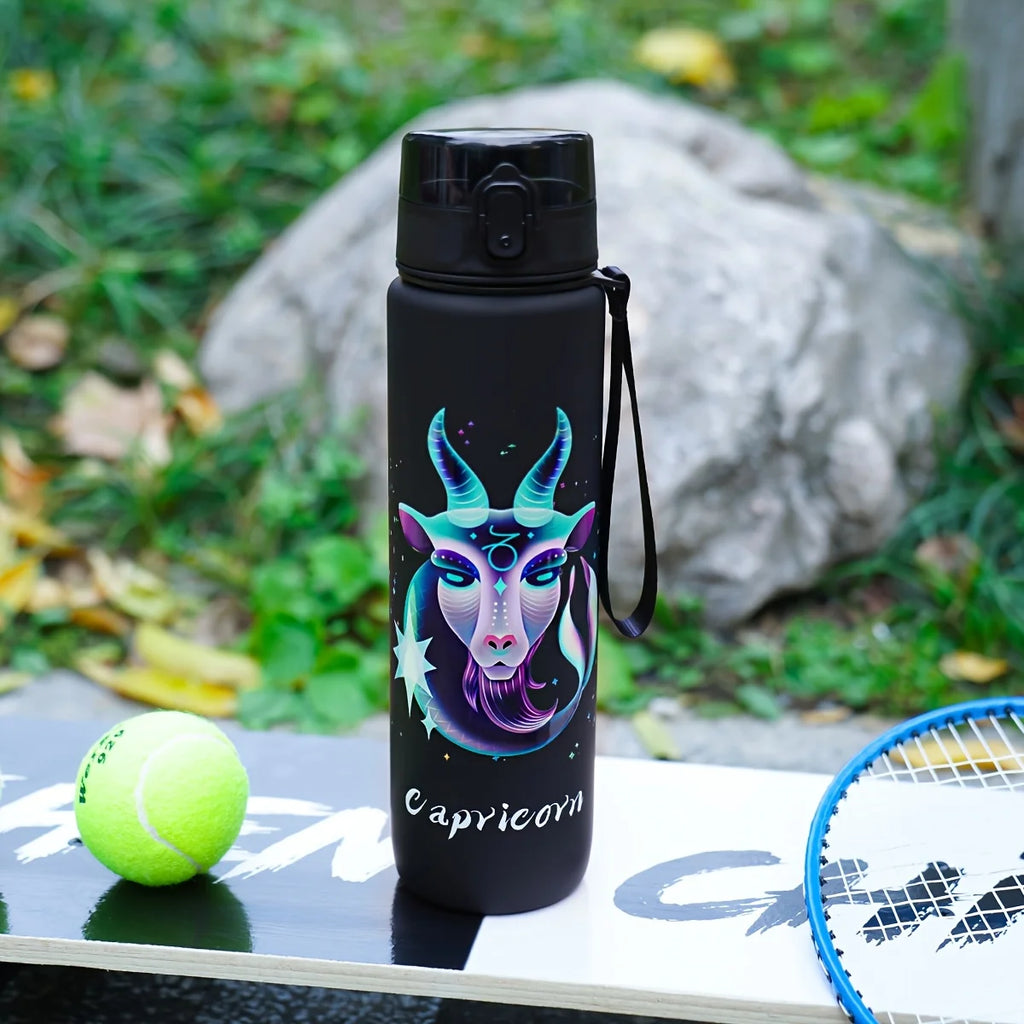 1000ml/34OZ outdoor sports constellation water bottle, with lid, leak-proof and durable, suitable for running, cycling, a gift