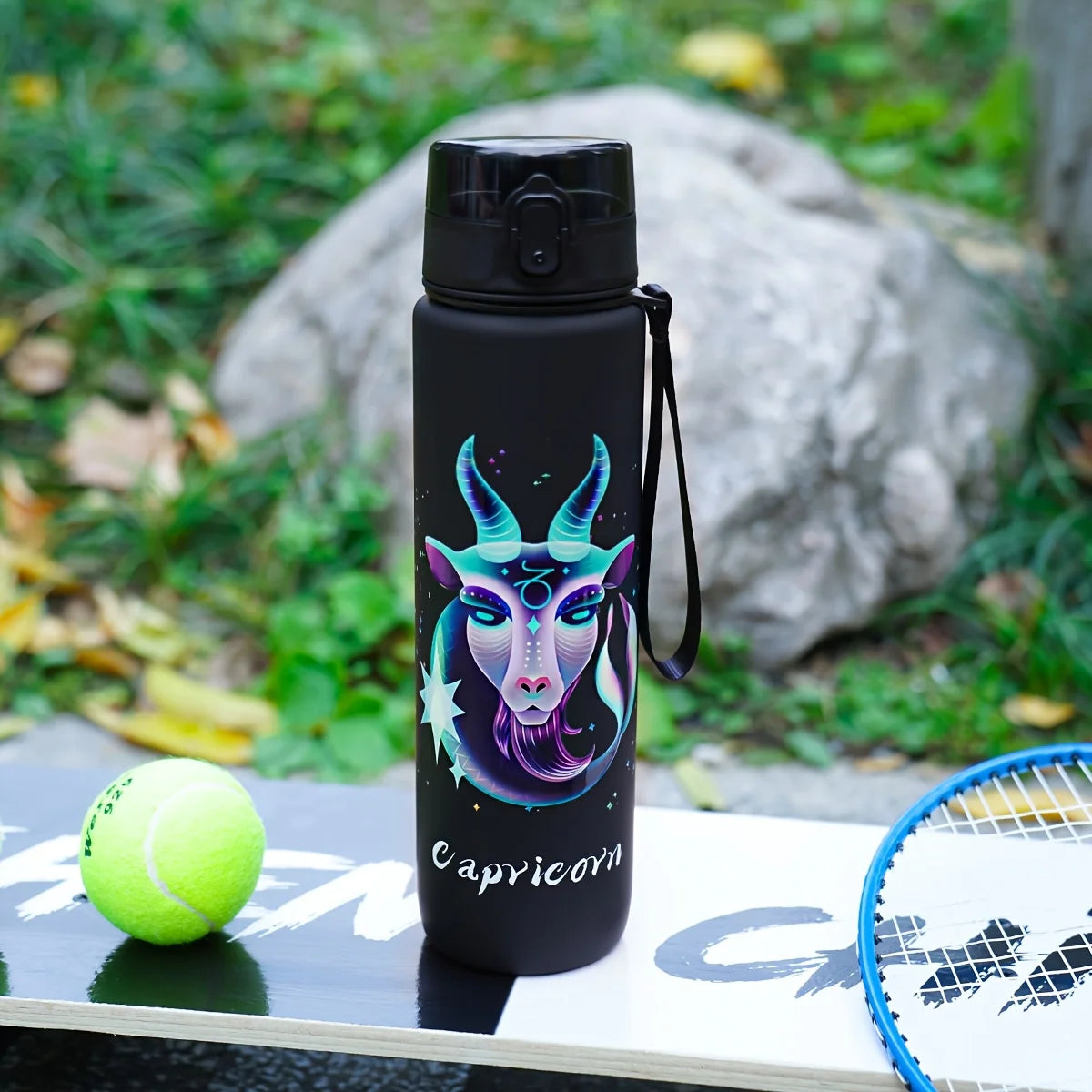 1000ml/34OZ outdoor sports constellation water bottle, with lid, leak-proof and durable, suitable for running, cycling, a gift