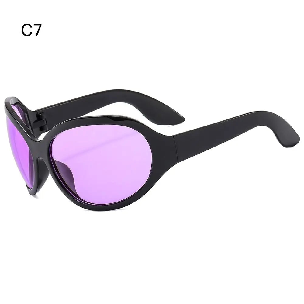 Irregular UV400 Oversized Sunglasses Y2K Shades Wrap Around Women & Men