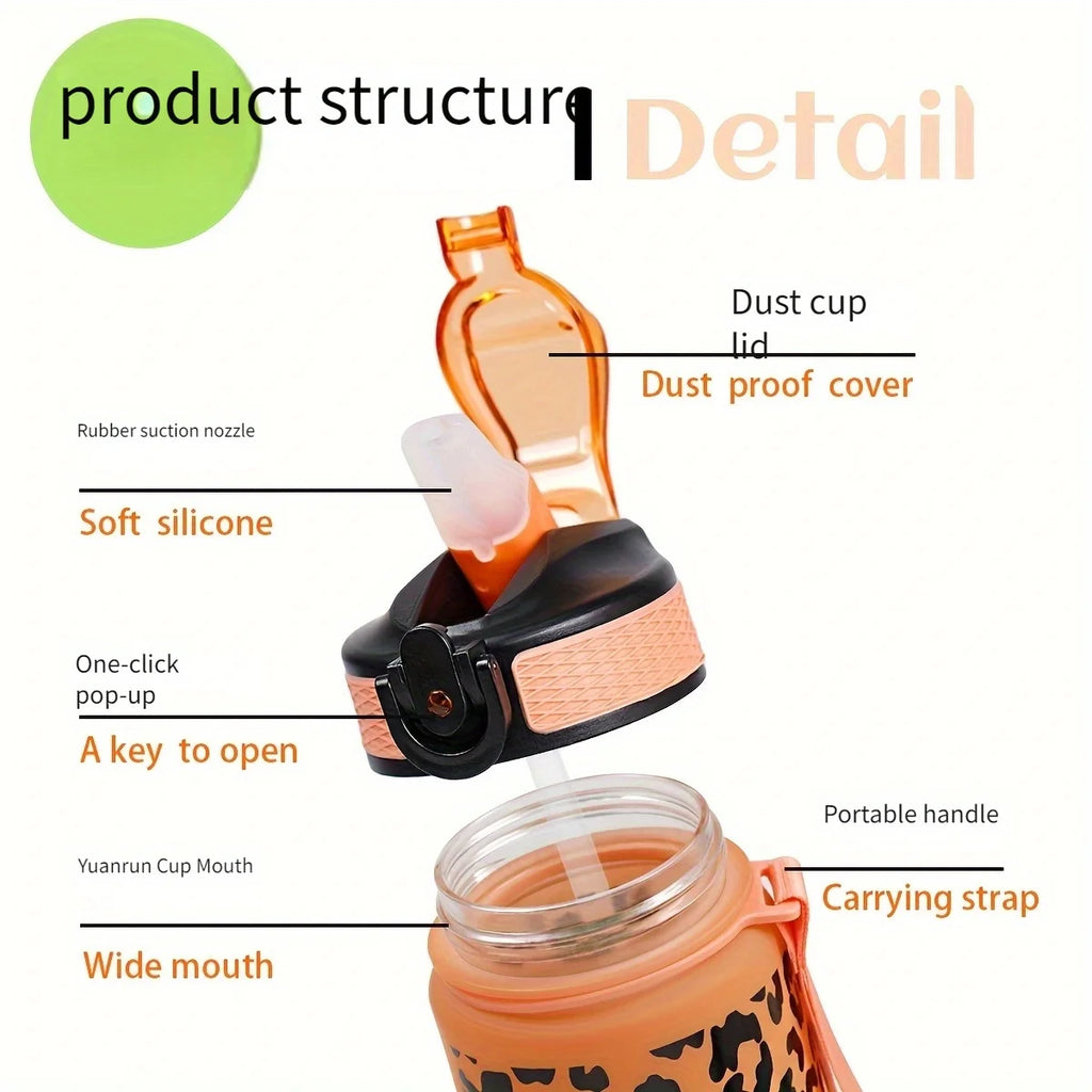 1000ml/34oz outdoor sports water bottle, with lid, durable and leak-proof, suitable for running, cycling, birthday gift, gift
