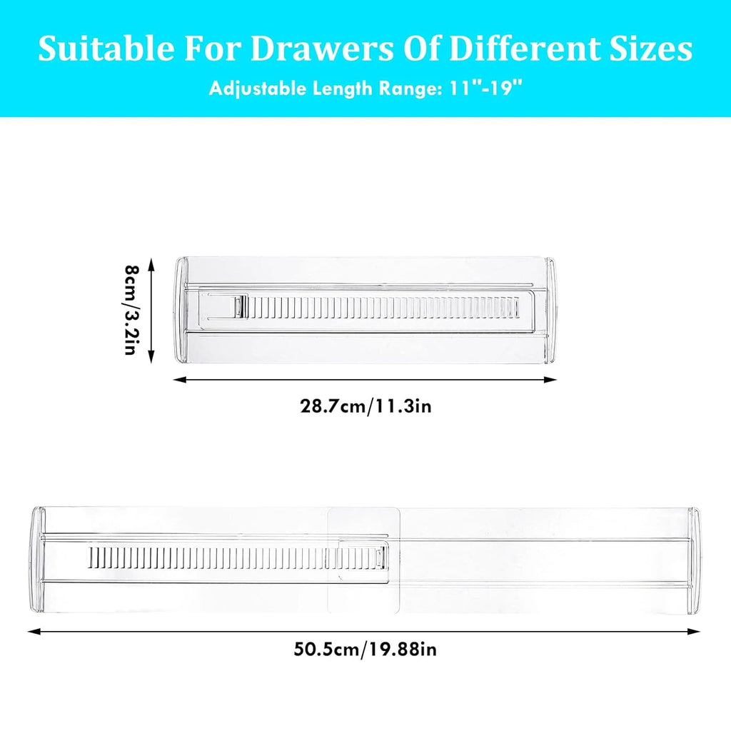Velori Clear Organizer Set — Adjustable Expandable Drawer Dividers