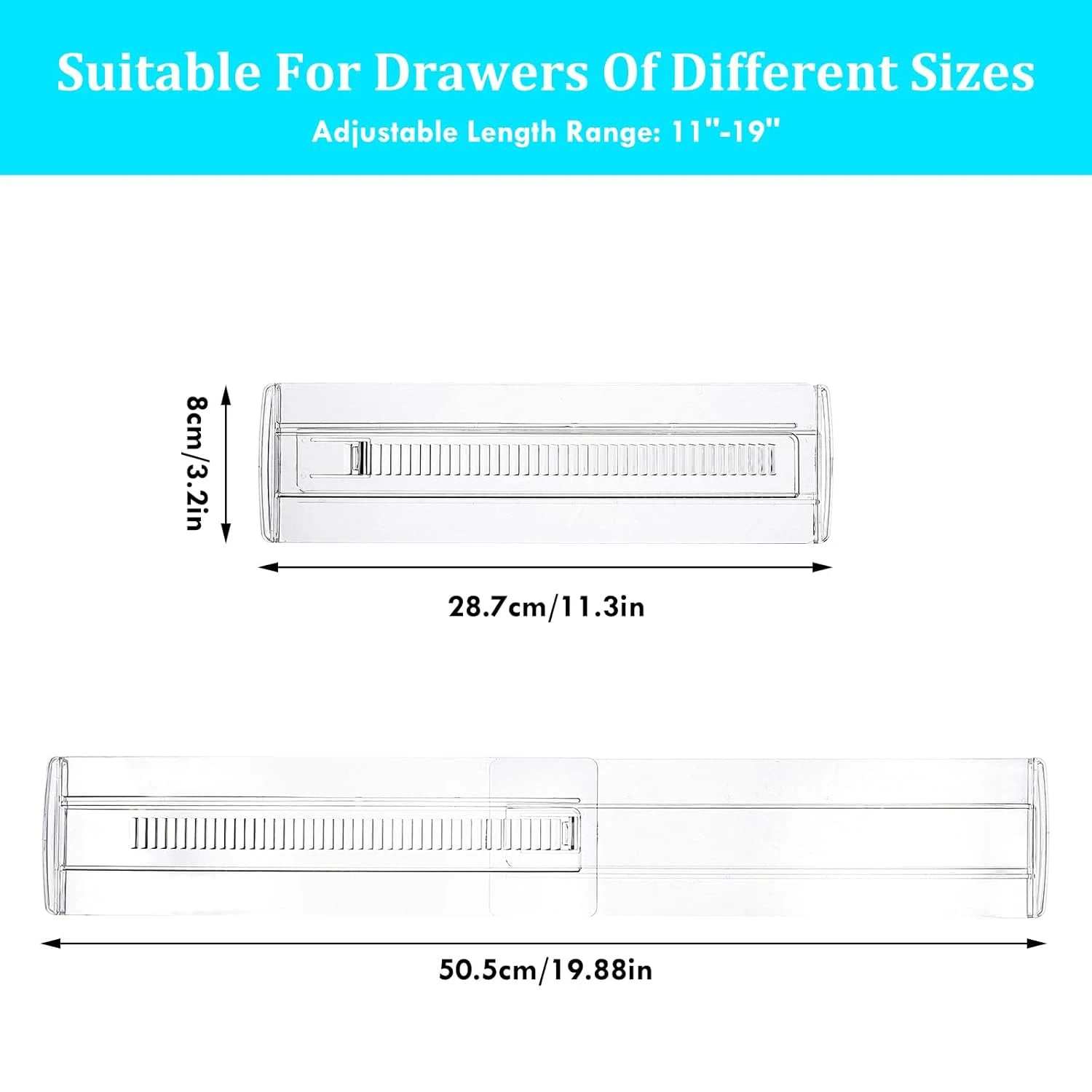 Velori Clear Organizer Set — Adjustable Expandable Drawer Dividers