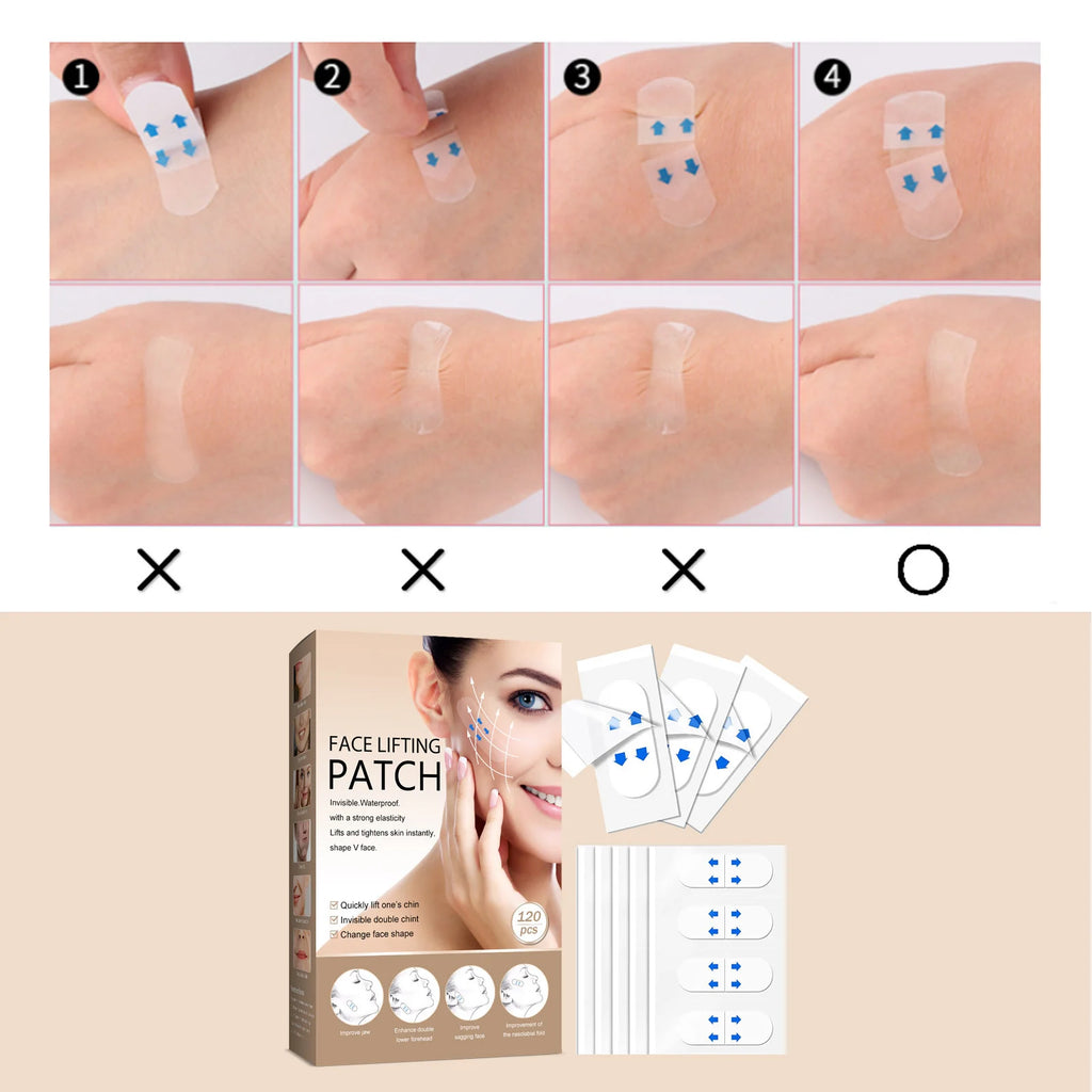 120pcs Face Lift Tape V Face Shaping Double Chin Breathable Waterproof Skin TightenSkin Lifting Firming Tape Sticker for Women