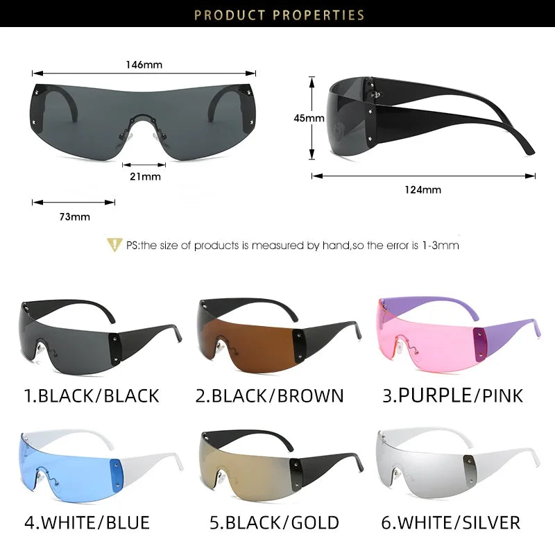 Luxury Brand Punk Sunglasses 2000'S NEW Women One Piece Designer Sun Glasses UV400 Unisex Shades Eyewear Fashion Y2k Eyeglasses