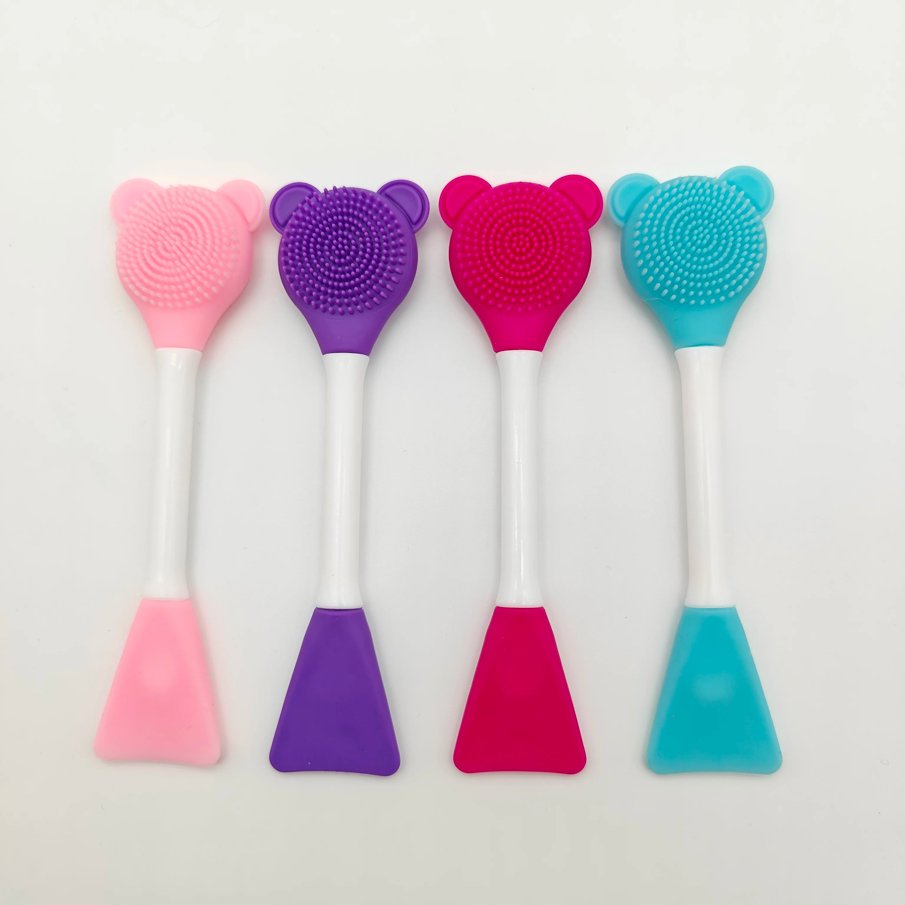 Double Head Facial Mask Brush Silicone Applicator Spoon Spatula Stirring Stick Women Skin Face Cleansing Care Home Makeup Tools