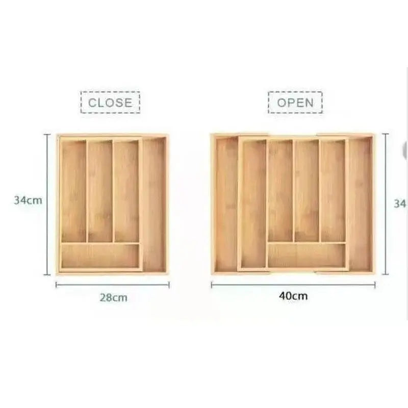Velori Bamboo Organizer — Expandable Silverware & Cutlery Storage