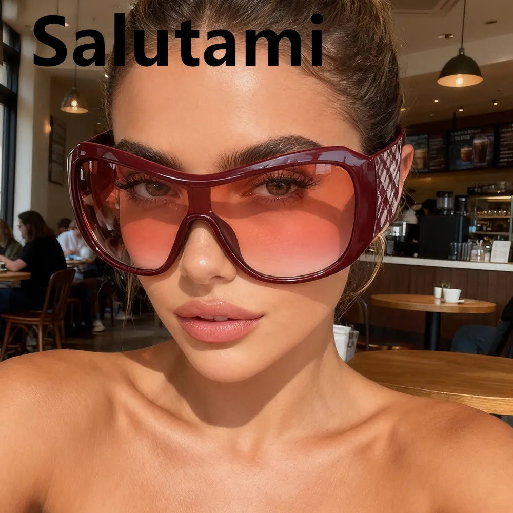 one piece oversized Y2K sunglasses for women men vintage square shield gradient hip hop sun glasses female sexy driving shades