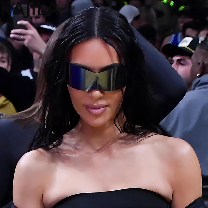 Y2K Cyber Punk One-Piece Sports Sunglasses Women Men 2025 Luxury Brand Windproof Rimless Sun Glasses For Ladies Shield Eyewear