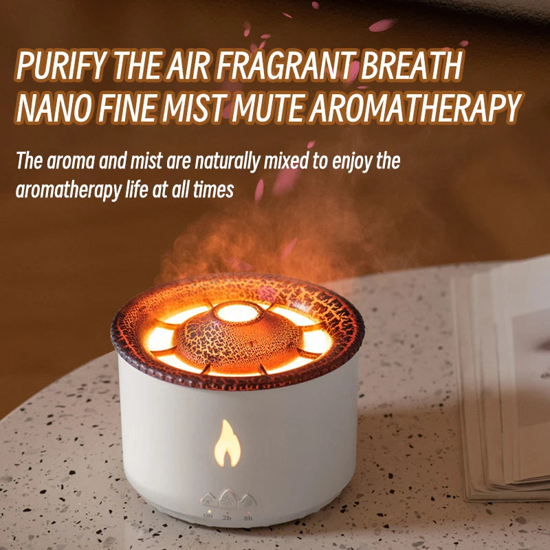 KINSCOTER Volcano Flame Aroma Diffuser Jellyfish Smoke Ring Air Humidifier 360ml Aromatherapy Essential Oil Diffuser Cool Gift
