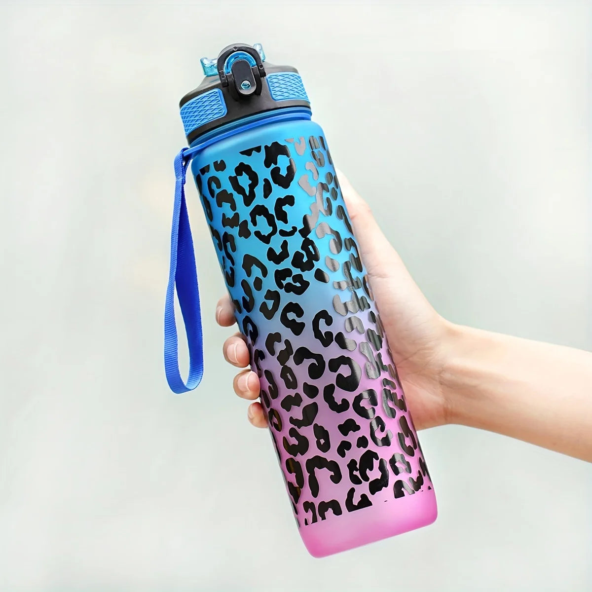 1000ml/34oz outdoor sports water bottle, with lid, durable and leak-proof, suitable for running, cycling, birthday gift, gift
