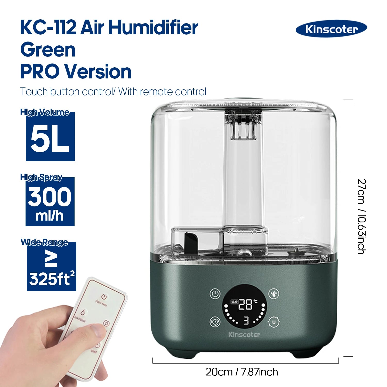 5L Air Humidifier Professional Large Capacity Home Air Humidifiers Ultrasonic Water Mist Diffuser Kinscoter Brand