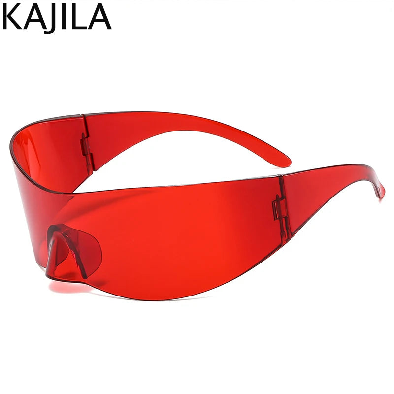Y2K Cyber Punk One-Piece Sports Sunglasses Women Men 2025 Luxury Brand Windproof Rimless Sun Glasses For Ladies Shield Eyewear