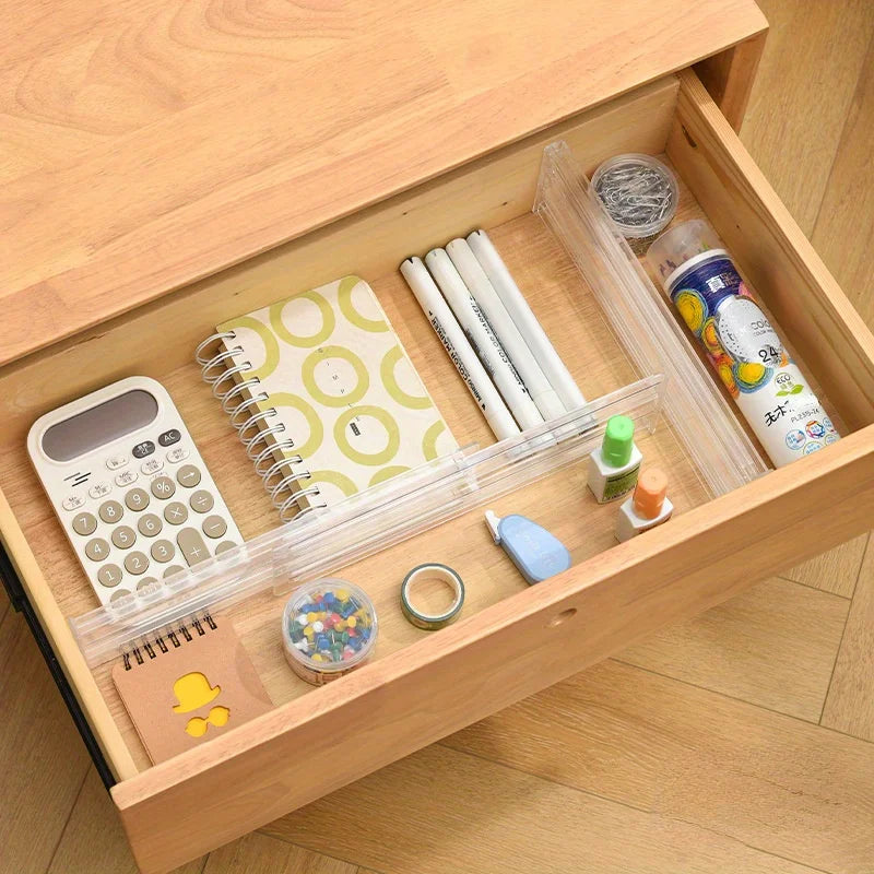 1Pc Clear Plastic Drawer Dividers Organizers Adjustable 8cm High Expandable from 27.5-52cm Kitchen Drawer Organizer