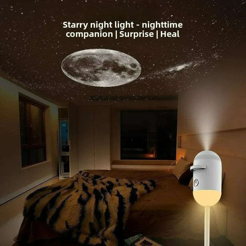 2-in-1 Mini Galaxy Star Projector Night Light – Starry Sky Ambient Lamp for Bedroom Sleep & Decoration