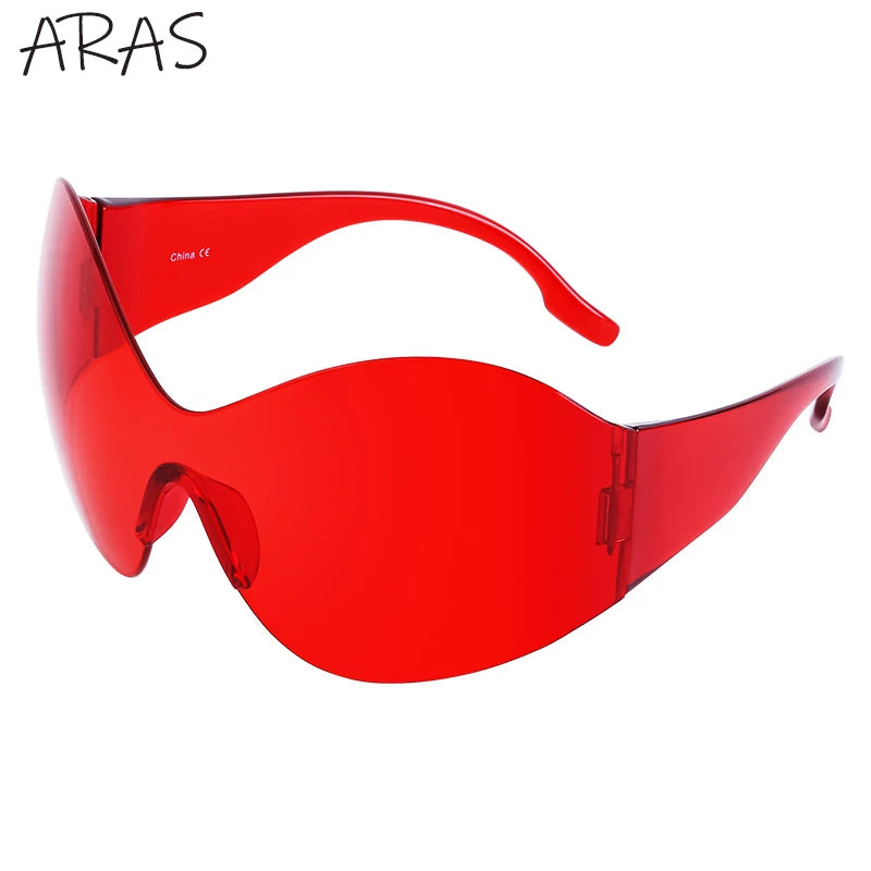 Y2K Oversized Rimless Sunglasses Women Men Luxury Brand Trend Steampunk Mask Butterfly Sun Glasses Lady Retro 2000's Punk Shades