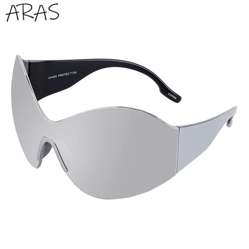 Y2K Oversized Rimless Sunglasses Women Men Luxury Brand Trend Steampunk Mask Butterfly Sun Glasses Lady Retro 2000's Punk Shades