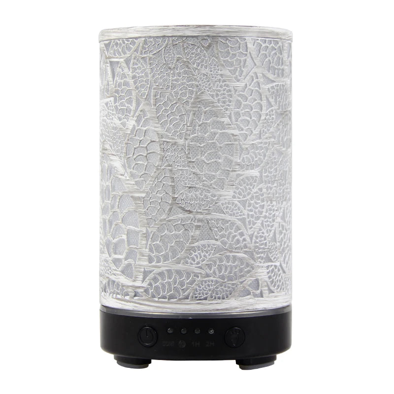 100ml Essential Oil Diffuser Aroma Diffuser Timing Function Hollow Ultrasonic Air Humidifier Smart Home Appliance with LED Light