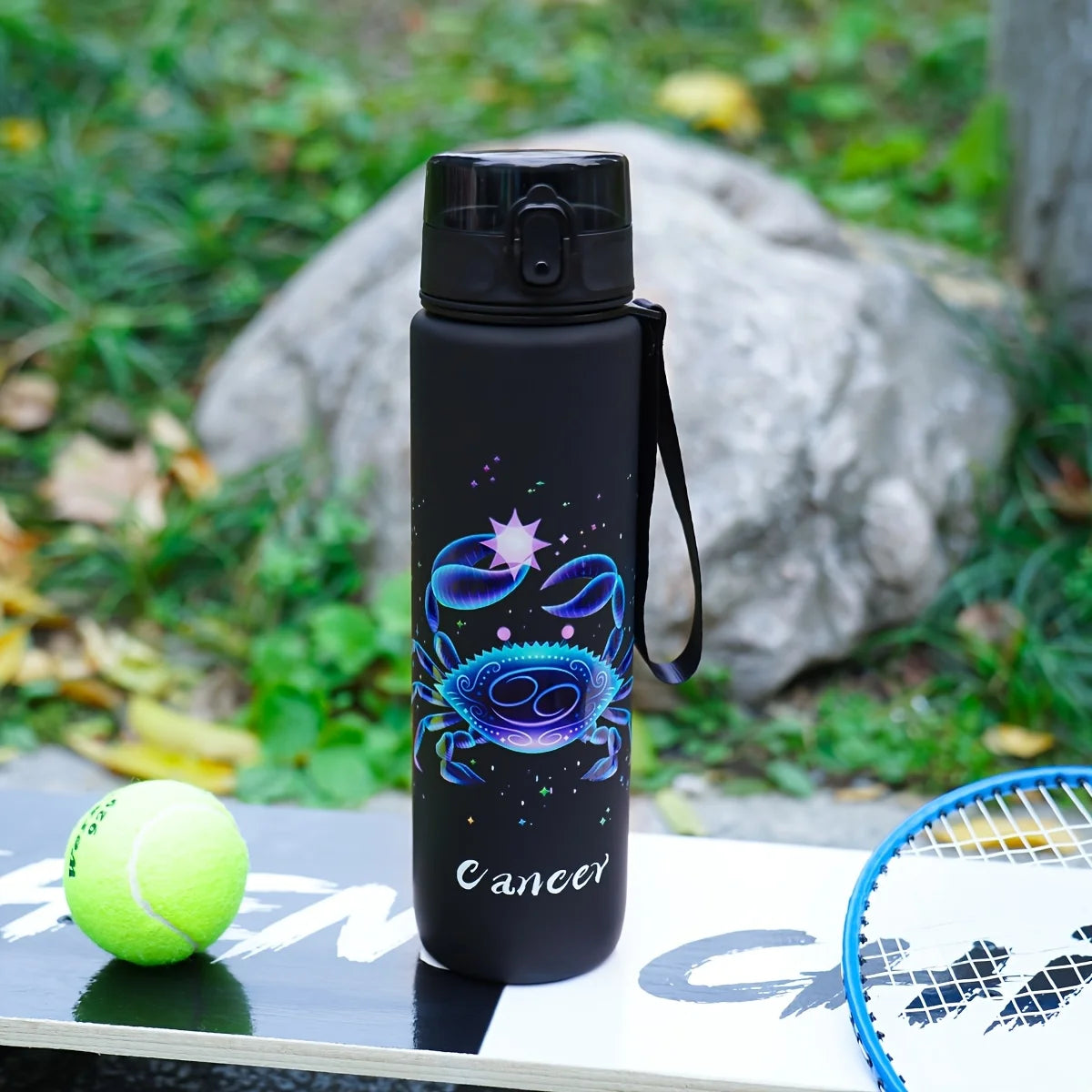 1000ml/34OZ outdoor sports constellation water bottle, with lid, leak-proof and durable, suitable for running, cycling, a gift