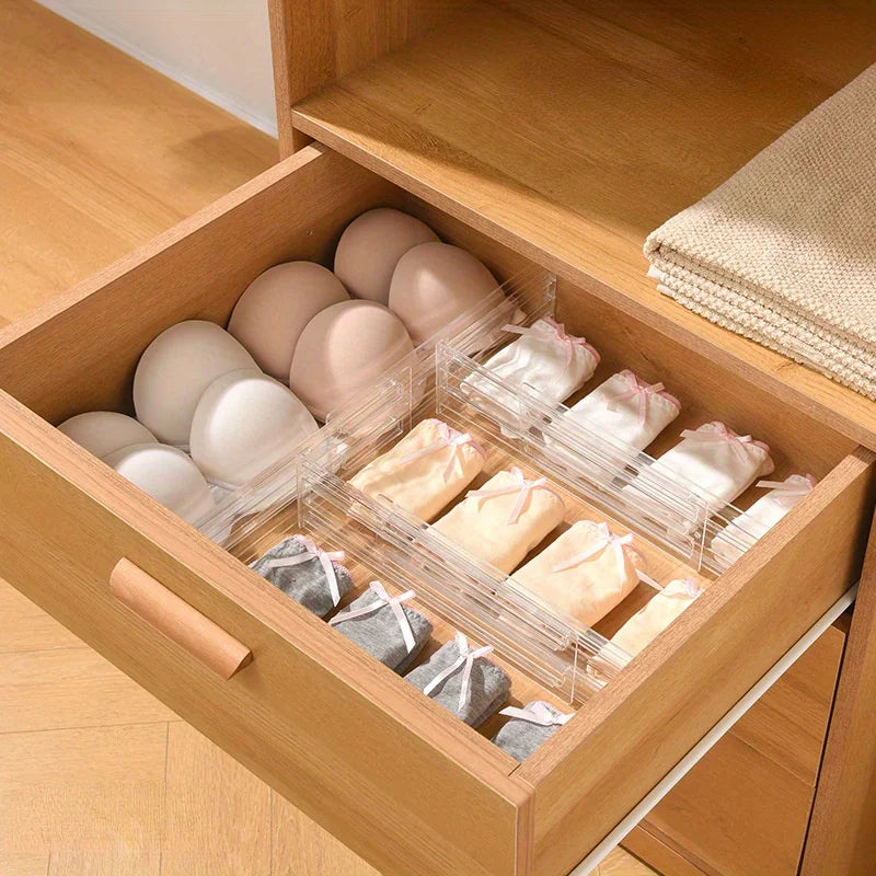1Pc Clear Plastic Drawer Dividers Organizers Adjustable 8cm High Expandable from 27.5-52cm Kitchen Drawer Organizer