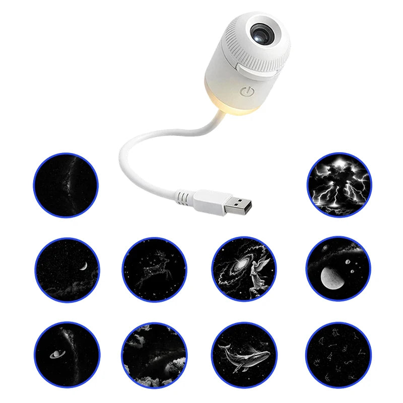 2-in-1 Mini Galaxy Star Projector Night Light Dimmable Touch Control Ambient Lamp Eye-Friendly USB Nightlight For Bedroom Decor