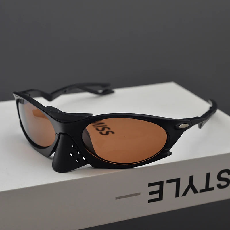 Y2K Millennium Style Unisex Outdoor Cycling Mountain Walking Sunglasses round Face Women's Fashionable Retro Elegant Sporty