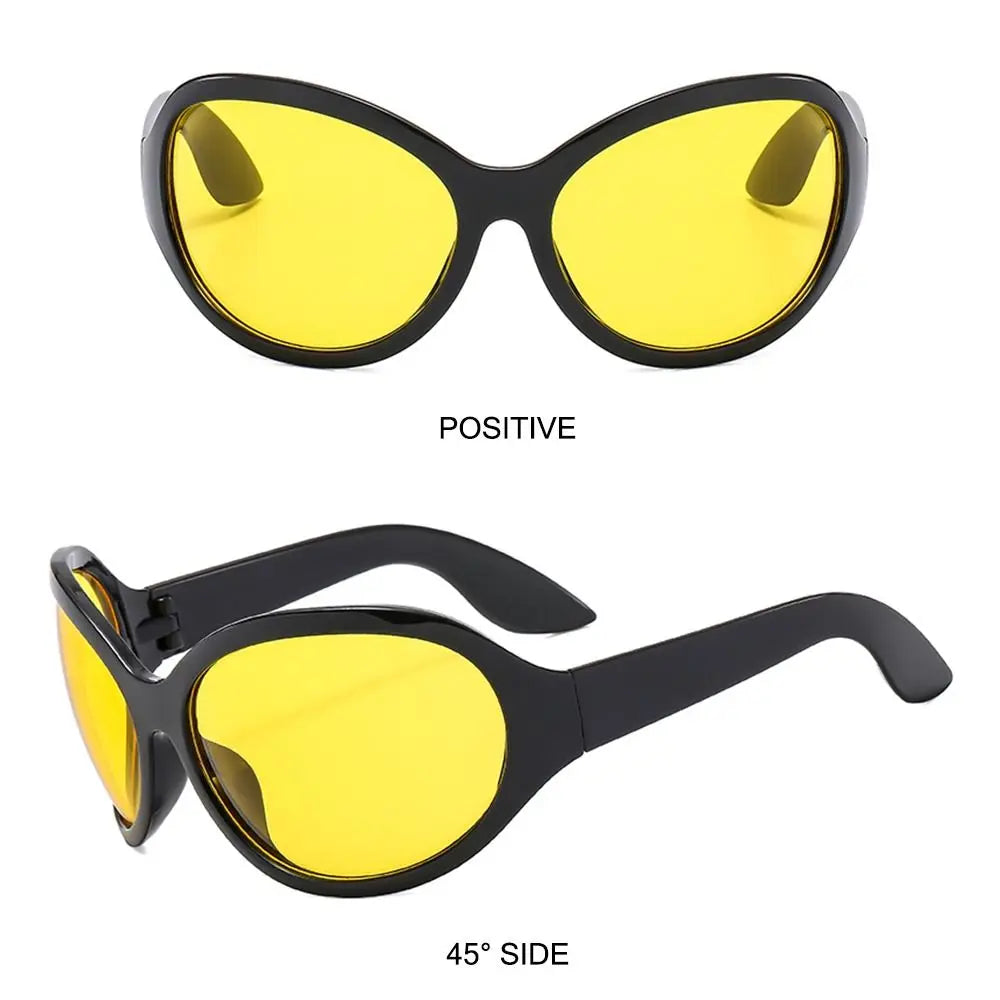 Irregular UV400 Oversized Sunglasses Y2K Shades Wrap Around Women & Men