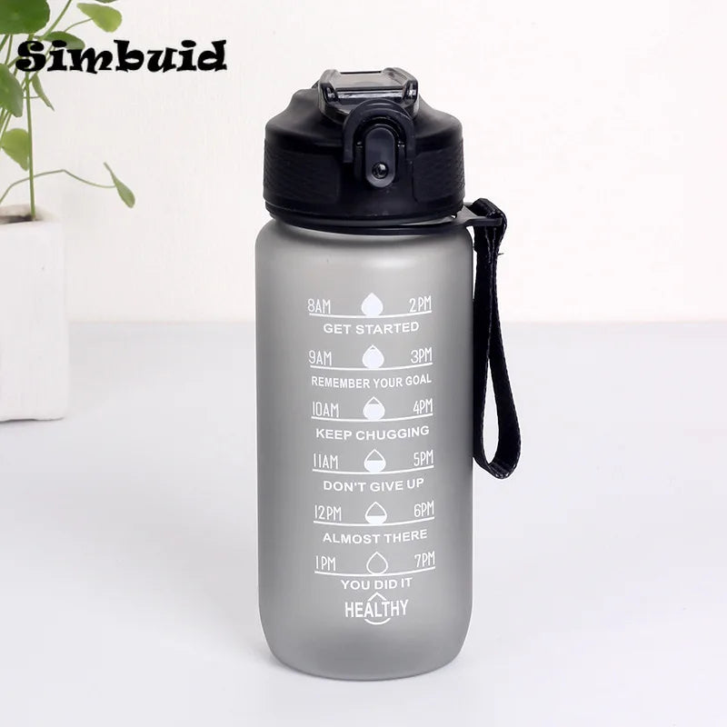 600ML/750ML/1000ML Sports Bottle with Time Scale Outdoor Gradient Color Drinking Bottle Portable Fitness Motivational Straw Mug