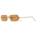 CRIXALIS Trendy Small Y2k Rectangle Rimless Sunglasses Womens Mens, Retro Narrow Chic Thin Skinny Sunnies UV400