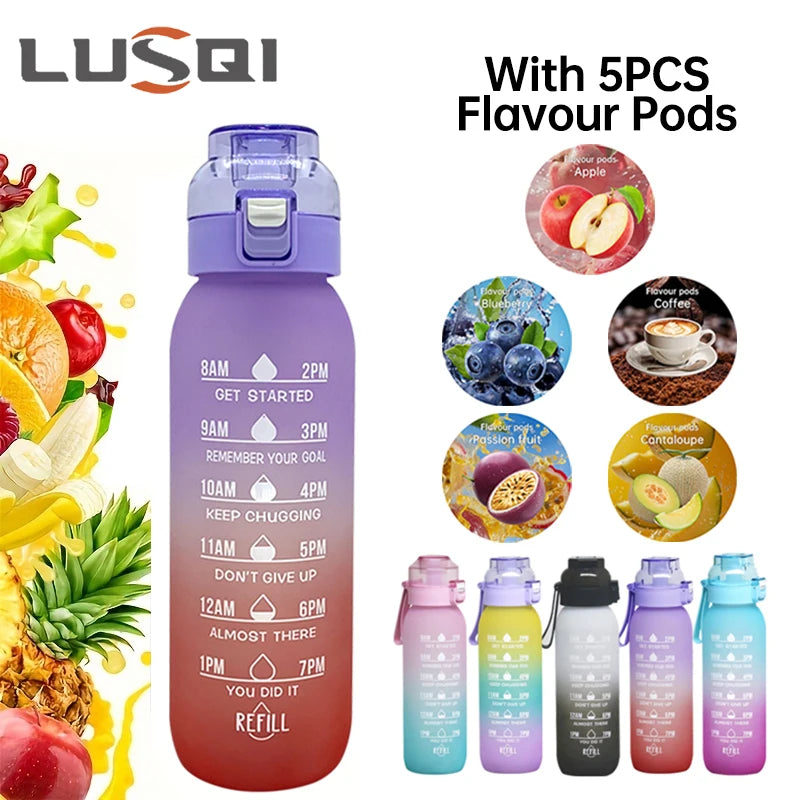 Velori Flavor Bottle — 1L Infuser Water Bottle with Straw & 5 Flavor Pods
