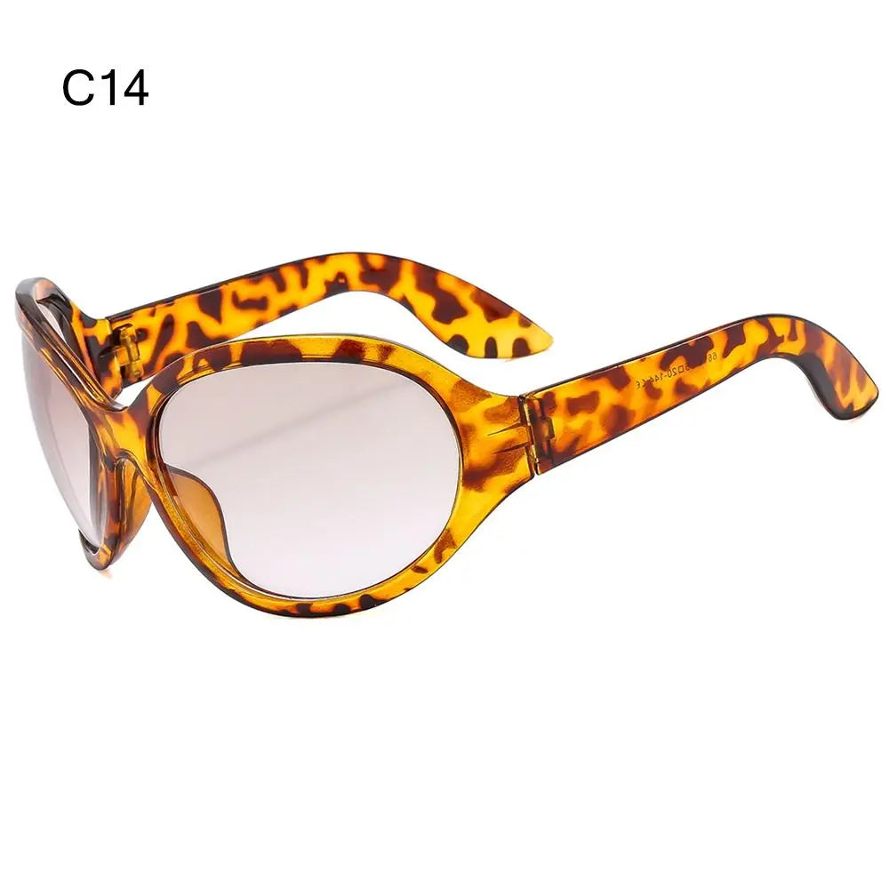 Irregular UV400 Oversized Sunglasses Y2K Shades Wrap Around Women & Men