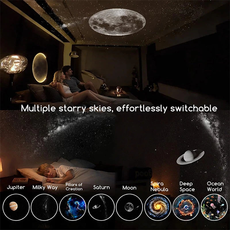 2-in-1 Mini Galaxy Star Projector Night Light Dimmable Touch Control Ambient Lamp Eye-Friendly USB Nightlight For Bedroom Decor