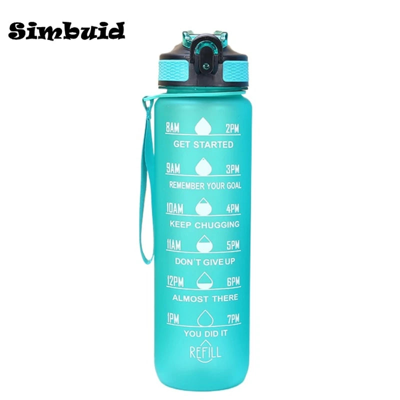 600ML/750ML/1000ML Sports Bottle with Time Scale Outdoor Gradient Color Drinking Bottle Portable Fitness Motivational Straw Mug
