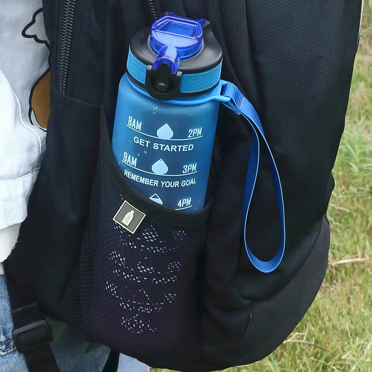 1000ml Water Bottle Gradient Color Motivational Sports Water Bottle with Bouncing Suction Nozzle Leak-proof Cup for Gym, Outdoor