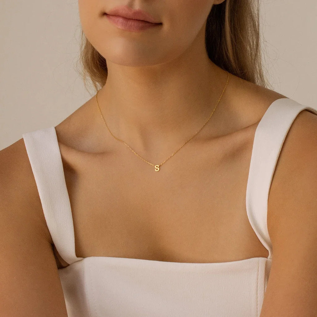 A-Z26 Initial Letters Necklace For Women Stainless Steel Jewelry Pendant Alphabet Single Name Choker Necklaces Dropshipping