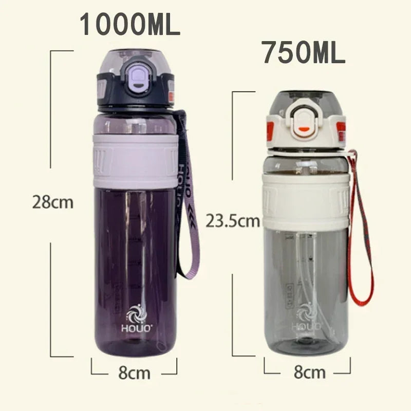 750ml/1L Travel Water Bottle for Sports Plastic Water Cup for Girl Boy School Portable Liter  Water Kettle Fitnes Gym Drinkware