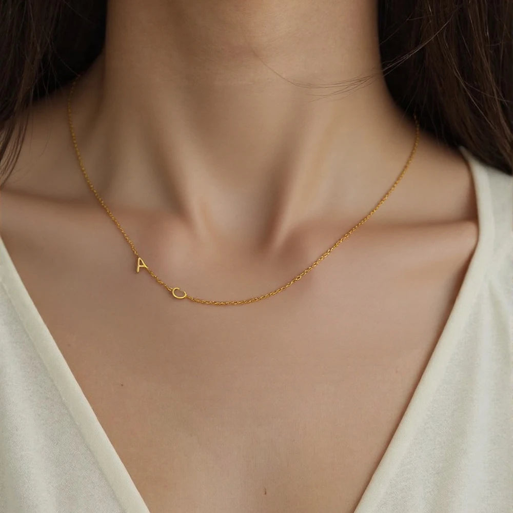 Custom Initial Letter Necklaces Choker For Women Stainless Steel A-Z Alphabet Personalized Necklace Jewelry Mother's Day Gift