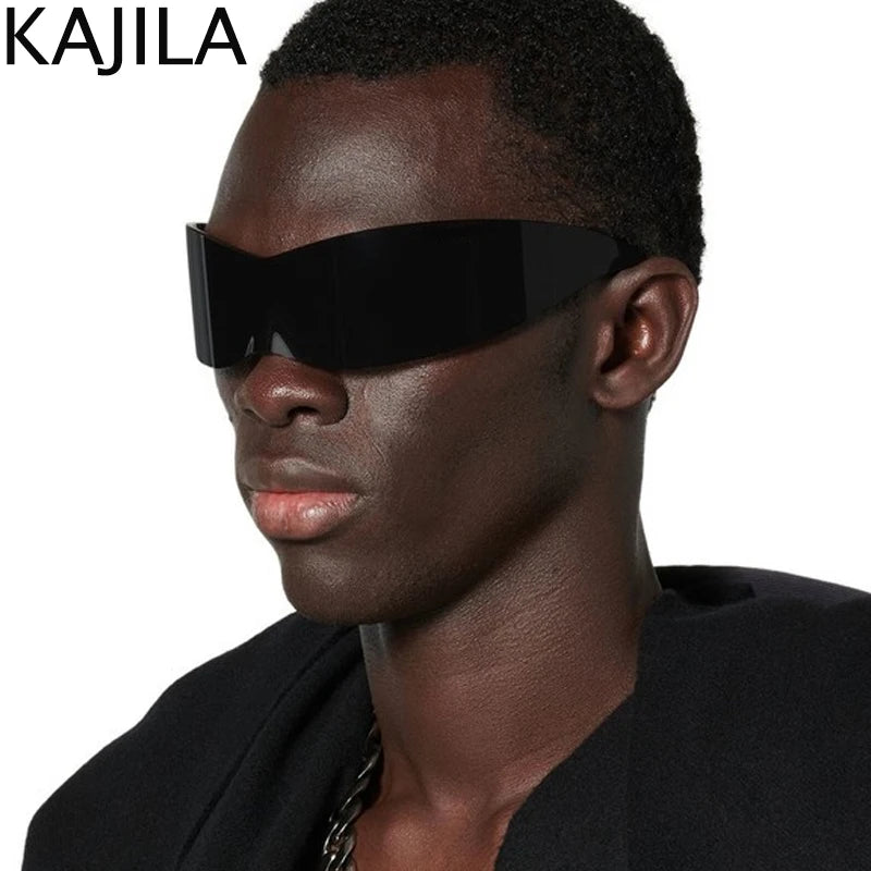 Y2K Cyber Punk One-Piece Sports Sunglasses Women Men 2025 Luxury Brand Windproof Rimless Sun Glasses For Ladies Shield Eyewear
