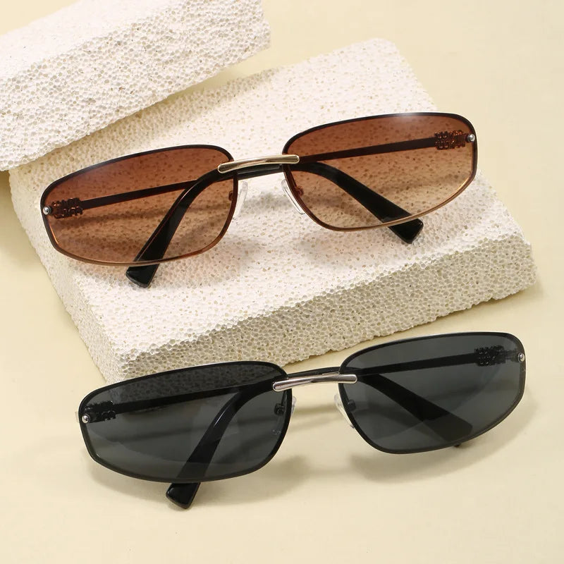 Y2k Sunglasses Women Men Oversized Brand Designer Gradient Goggle Sun Glasses Steampunk Glasses Shades Eyewear Metal Eyeglasses