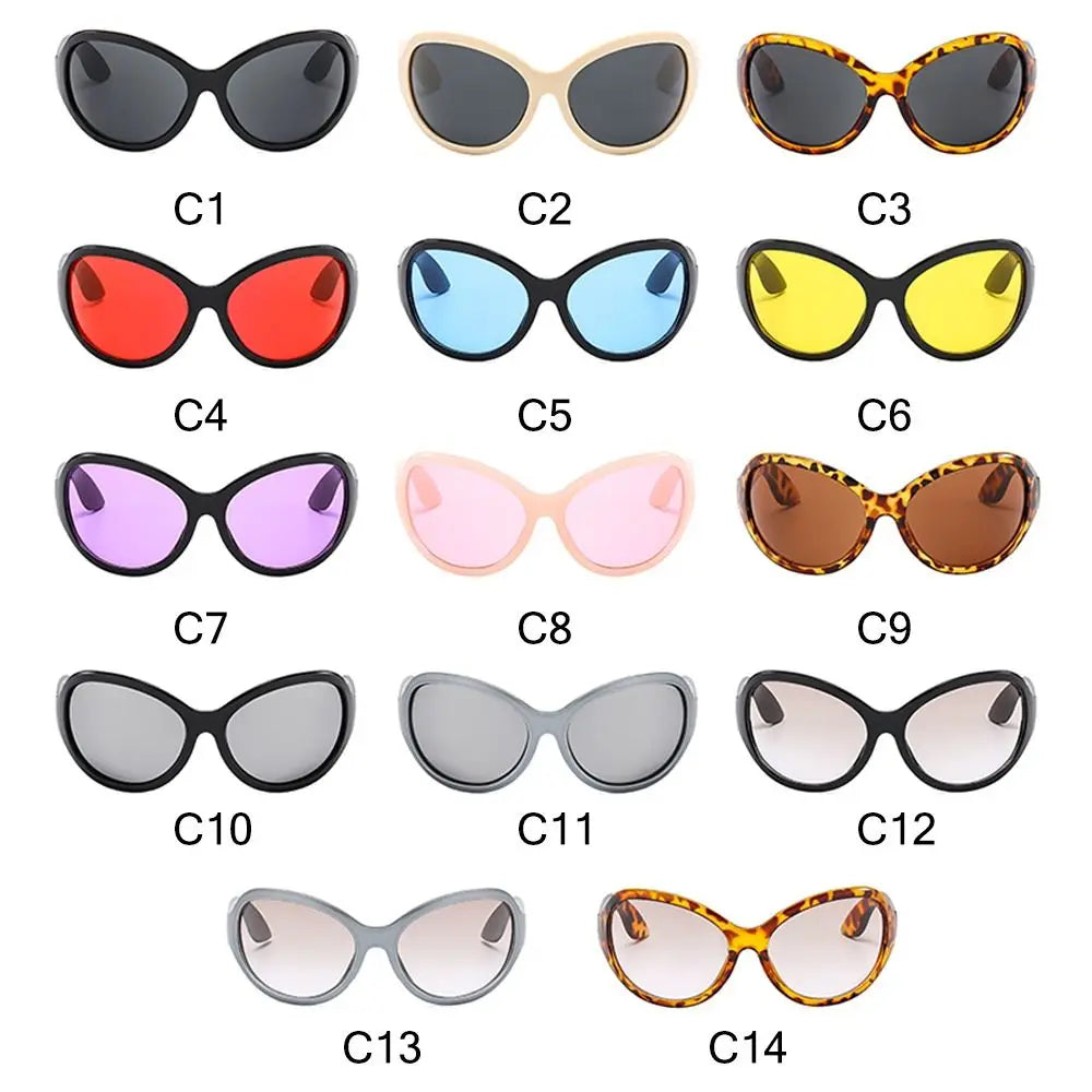 Irregular UV400 Oversized Sunglasses Y2K Shades Wrap Around Women & Men
