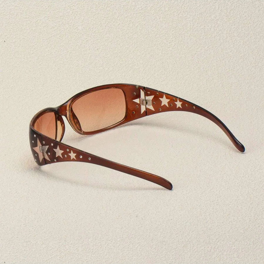 Black with Drill Star Pattern Women's Sunglasses Easiest for Match Daily Y2K Style Fashion Party Glasses