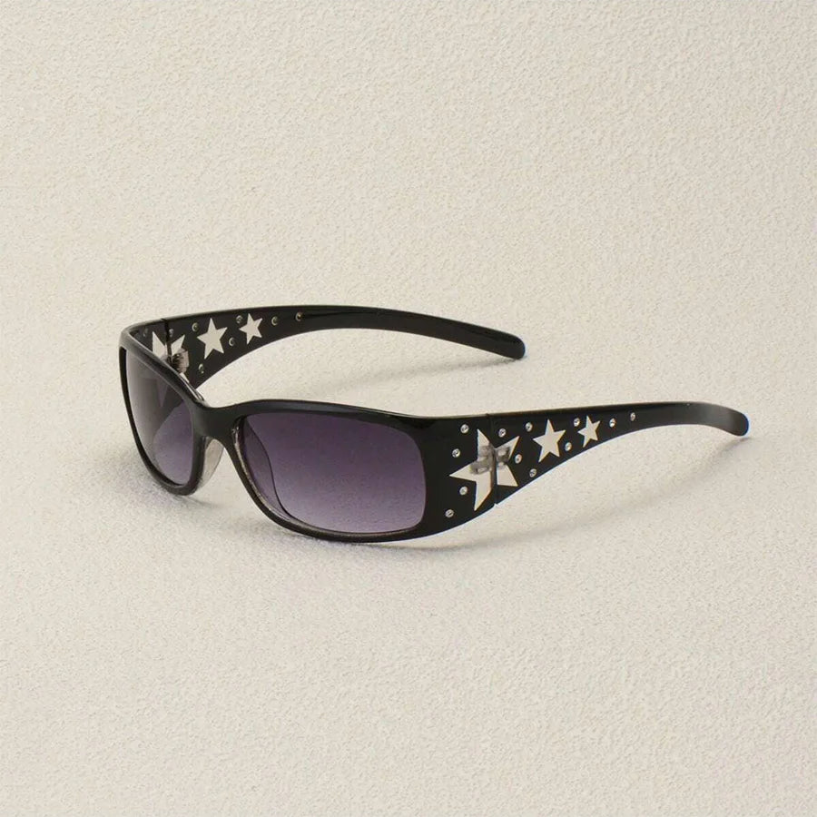 Black with Drill Star Pattern Women's Sunglasses Easiest for Match Daily Y2K Style Fashion Party Glasses