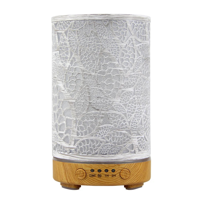 100ml Essential Oil Diffuser Aroma Diffuser Timing Function Hollow Ultrasonic Air Humidifier Smart Home Appliance with LED Light