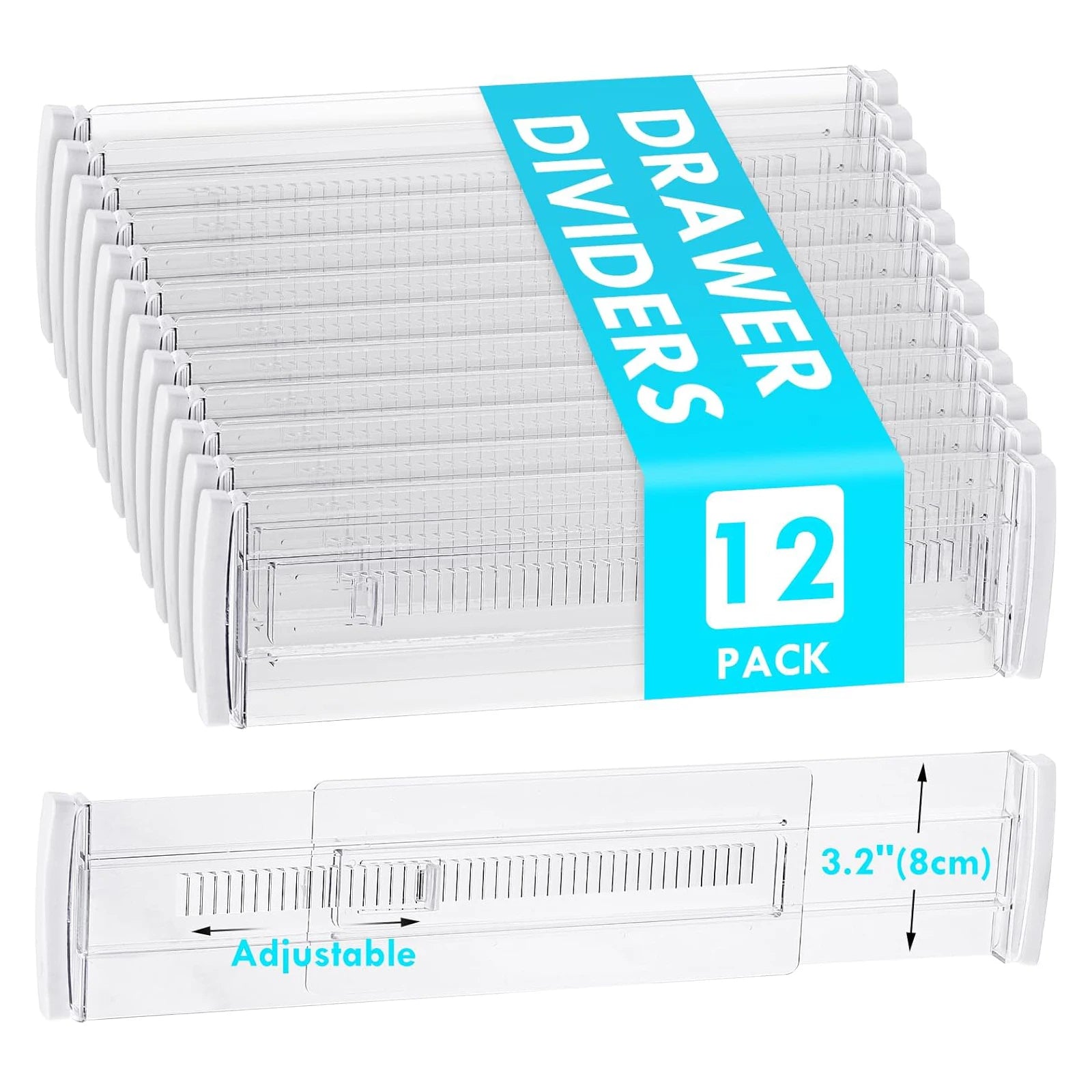 Velori Clear Organizer Set — Adjustable Expandable Drawer Dividers