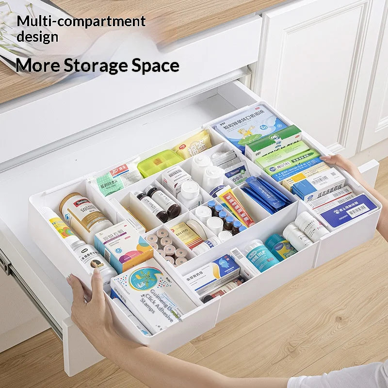 Adjustable 4-way expandable drawer organizer for kitchen utensils—versatile, large-capacity home storage box